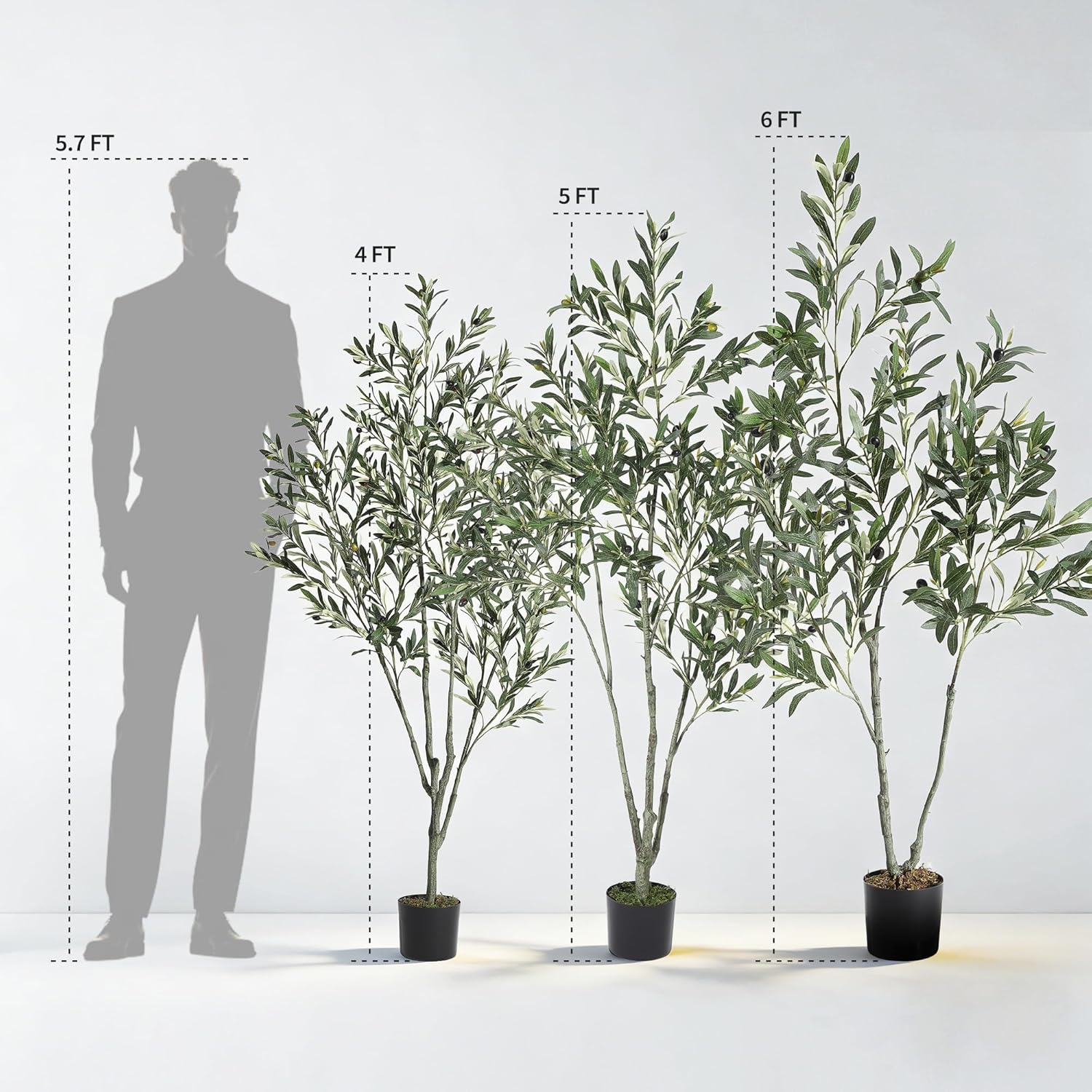 Garvee 4FT Artificial Olive Tree, Fake Olive Tree with Realistic Leaves and Fruits, Faux Floor Plant in Pot for Indoor Outdoor Home Living Room Office Garden Decor, Housewarming Gift