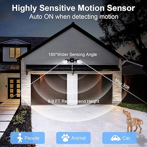 Miniatura 4 de Paquete de 2 luces LED inalámbricas con sensor de movimiento que funcionan con pilas, luces de inundación LED inalámbricas con detector - Luz de