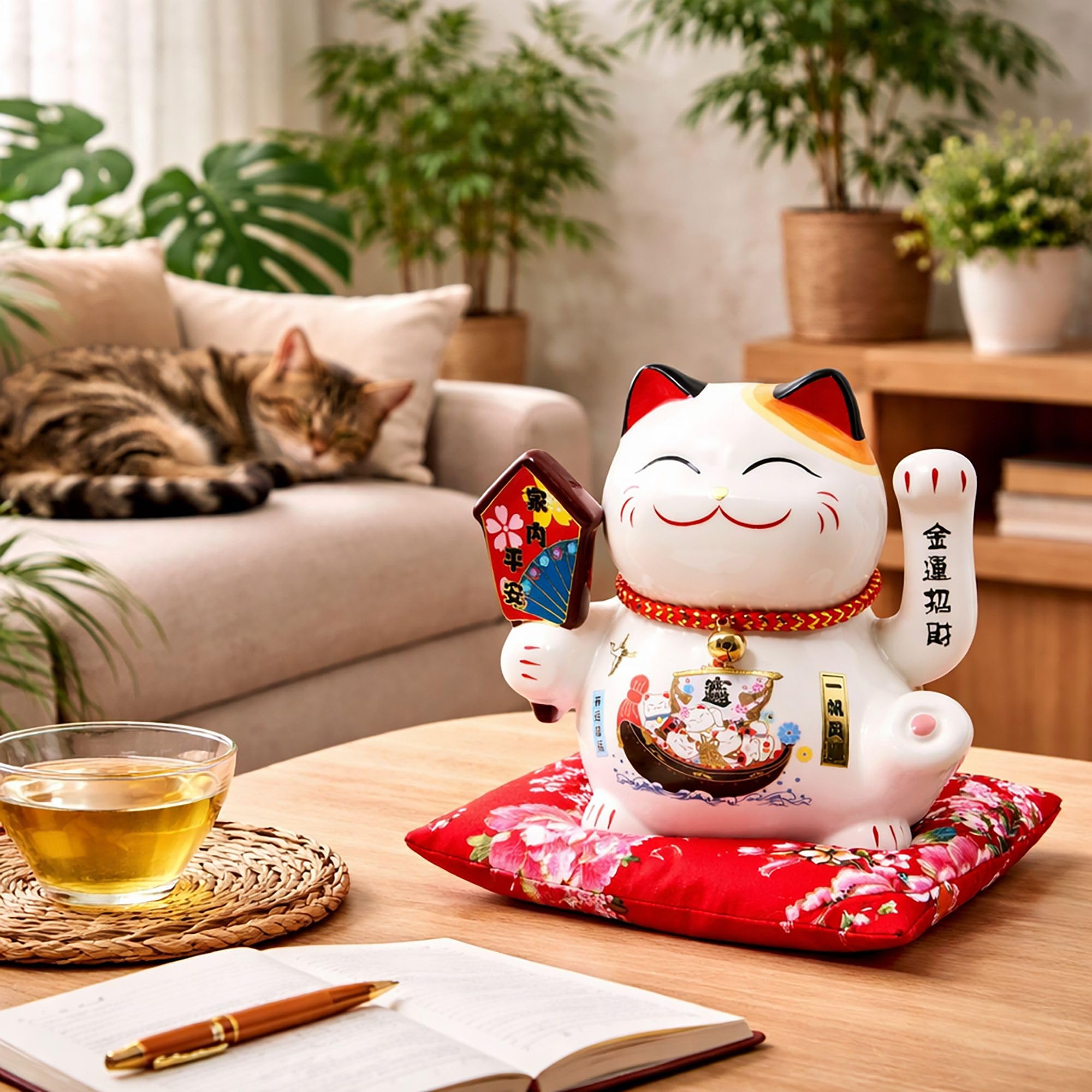 Freak Scene Glückskatze - Maneki-Neko - Winkekatze aus Porzellan 15,5 cm weiß - Maneki Neko 02