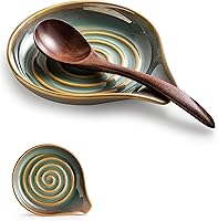 Vista 10 de Soporte para cucharas, soporte de cuchara de cerámica para encimera de cocina, cocina de granja, soporte grande para utensilios para cucharas, Azul