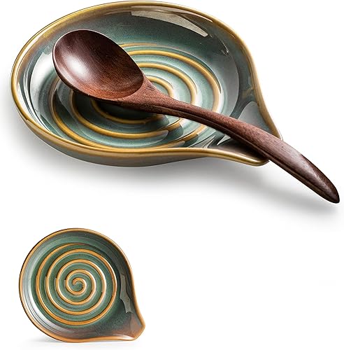 Soporte para cucharas para encimera de estufa, soporte para cuchara de cocina con asa para fácil sujeción y transporte, decoración de granja,