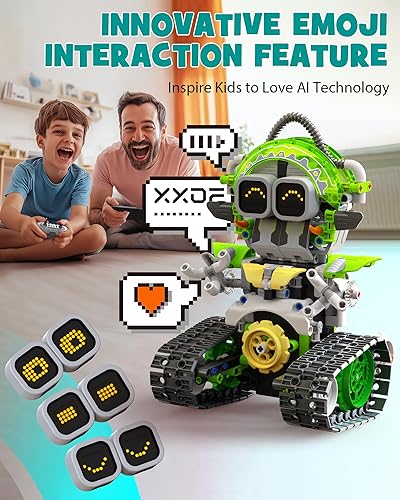 Miniatura 3 de Juego de construcción de juguetes de robot STEM AI 5 en 1, 478 piezas de bloques erectores de ingeniería con aplicación y control remoto para niños