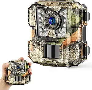 WOSPORTS Mini Trail Camera,24MP 1080P HD Game Hunting Camera Motion Activated with IR Night Vision Waterproof Video Cam for Wildlife Scouting Hunting Deer Cam asin的图片