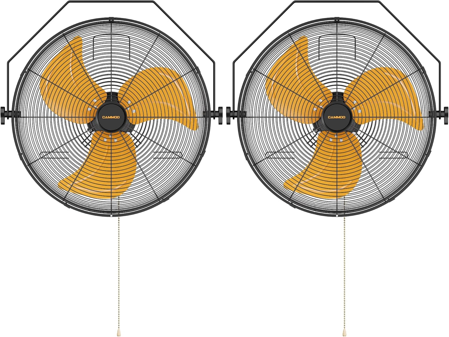 CAMMOO 18 Inch Wall Mount Fan, Extended 6.6ft Power Cord, 360° Tilt Adjustment, 3-Speed, IP44 Industrial Commercial Wall Mounted Fan for Greenhouse, Garage, Workshop, Covered Patio, 2 Packs