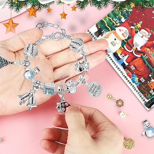 Miniatura 3 de Pulseras de calendario de Adviento de Navidad 2023 para niñas, calendario de cuenta regresiva de Navidad de 24 días, kit de fabricación de joyas,