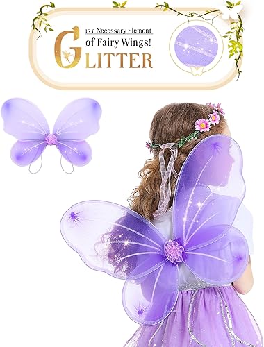 Miniatura 4 de Jeowoqao Disfraz de alas de hada para niñas, alas de mariposa para niños, fiesta de cumpleaños y disfraz de Halloween para niñas pequeñas