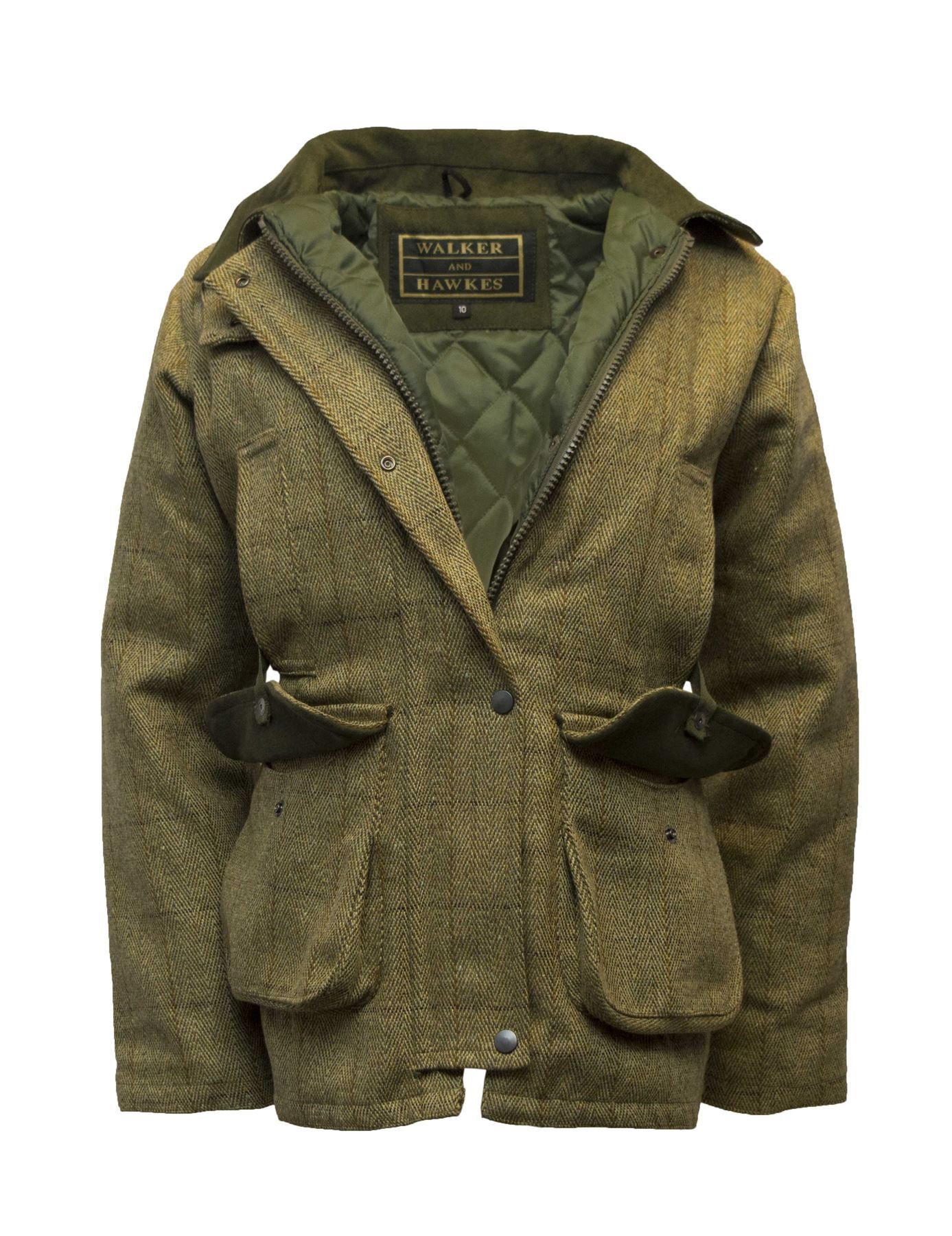 WALKER AND HAWKES Tweed Jacke Derby Damen Light sage