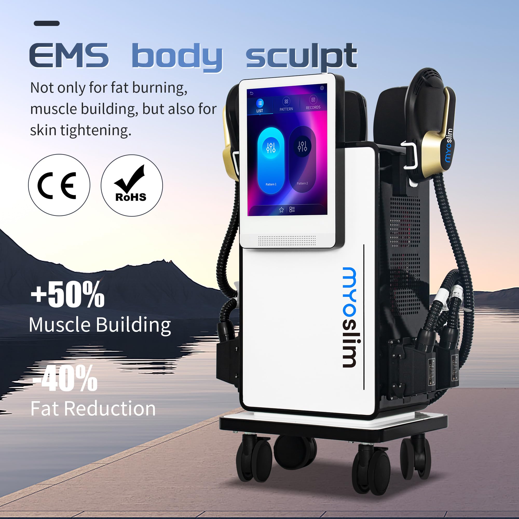 Dispositivo profesional de electroestimulación muscular para moldear el cuerpo: Un dispositivo de estimulación electromagnética que se utiliza para aliviar la rigidez muscular y reducir la grasa.