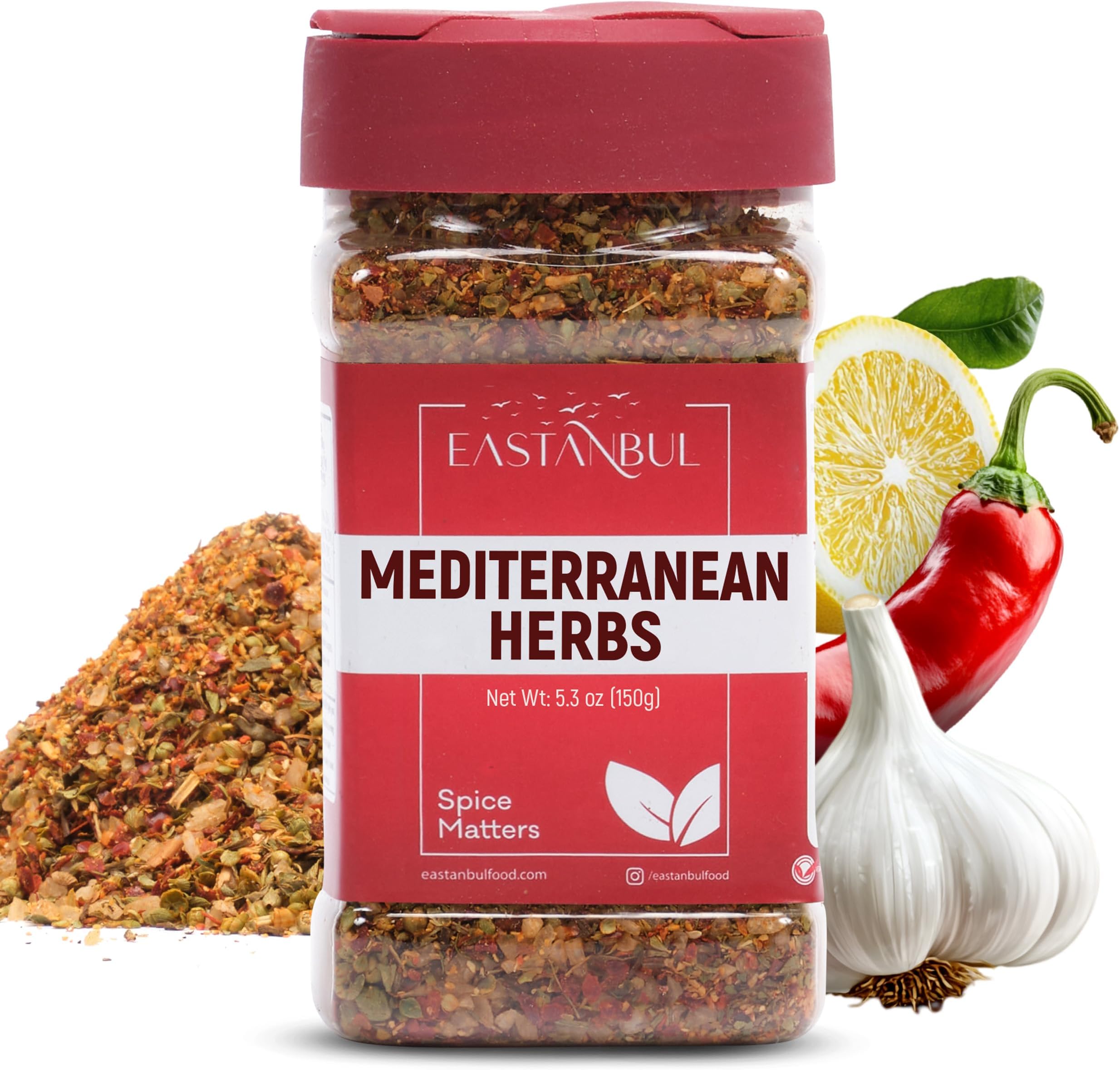 Eastanbul Mediterranean Seasoning, 5.29oz, Mediterranean Spice Blend, Herb & Salt Blend, Spiced Sea Salt and Herb Seasoning For Food, No Filler, No MSG, Vegan, Gluten Free