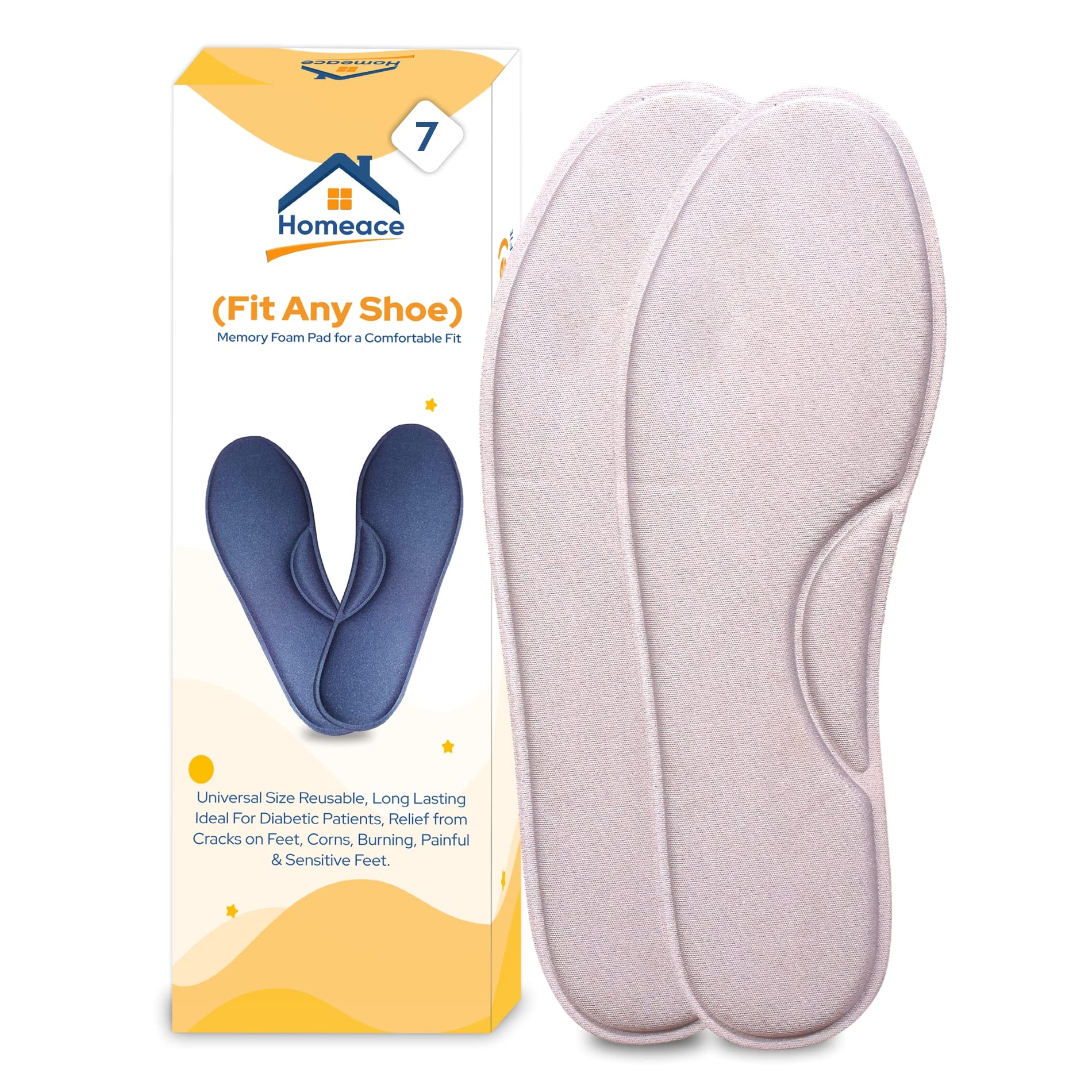 Homeace Memory Foam Insoles for Men - Superior Comfort, Heel Support, and Pressure Relief | Enhanced Cushioning, Lightweight, and Washable | Extra Cushion | 1 Pair (7 Gray) (B0C6H6RQC2) Amazon Price History, Amazon Price Tracker