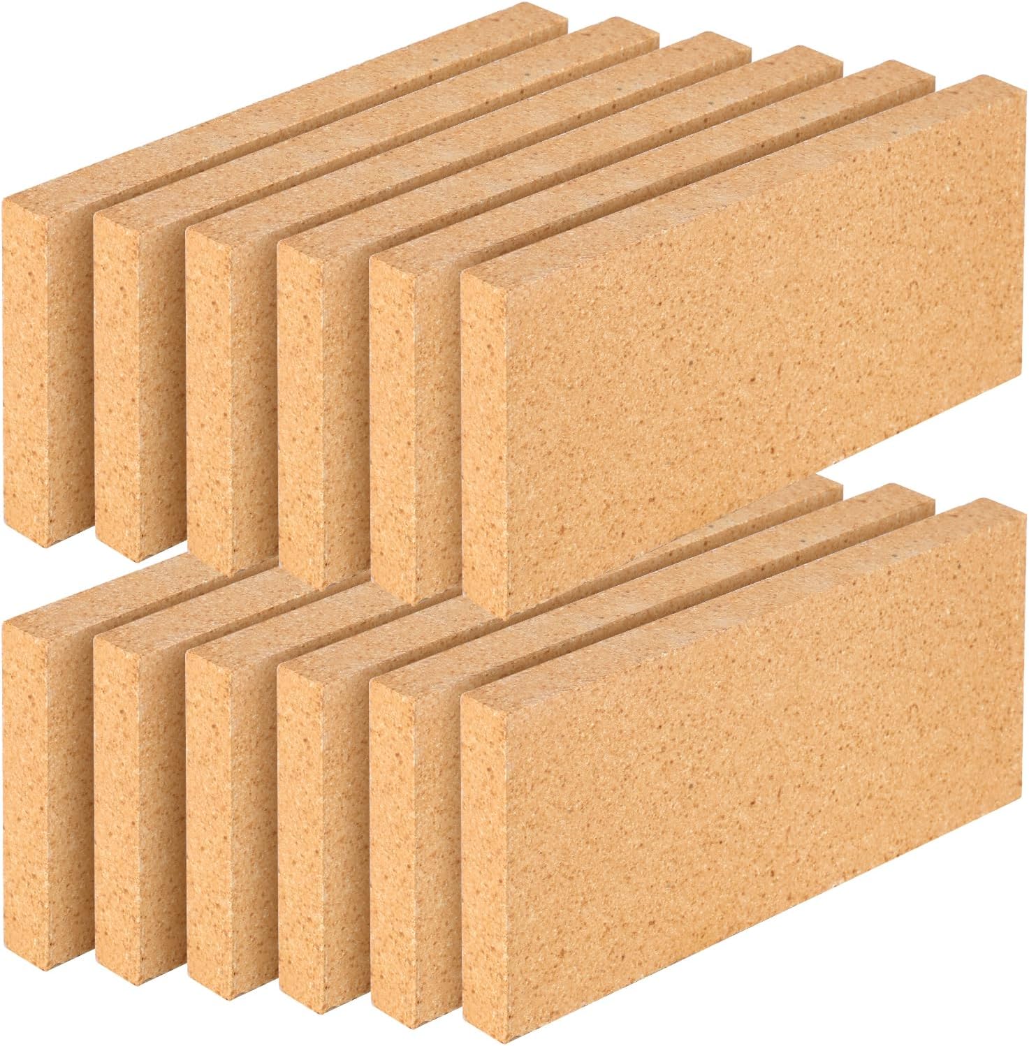 High Temp Firebricks 3000°F Insulating - 9"x4.5"x0.8"Fireclay Refractory Bricks for Pizza Oven, Wood Stove, Forge Durable Heat Fireplace, Steel Kiln (6 Pack, 9"x4.5"x0.8")