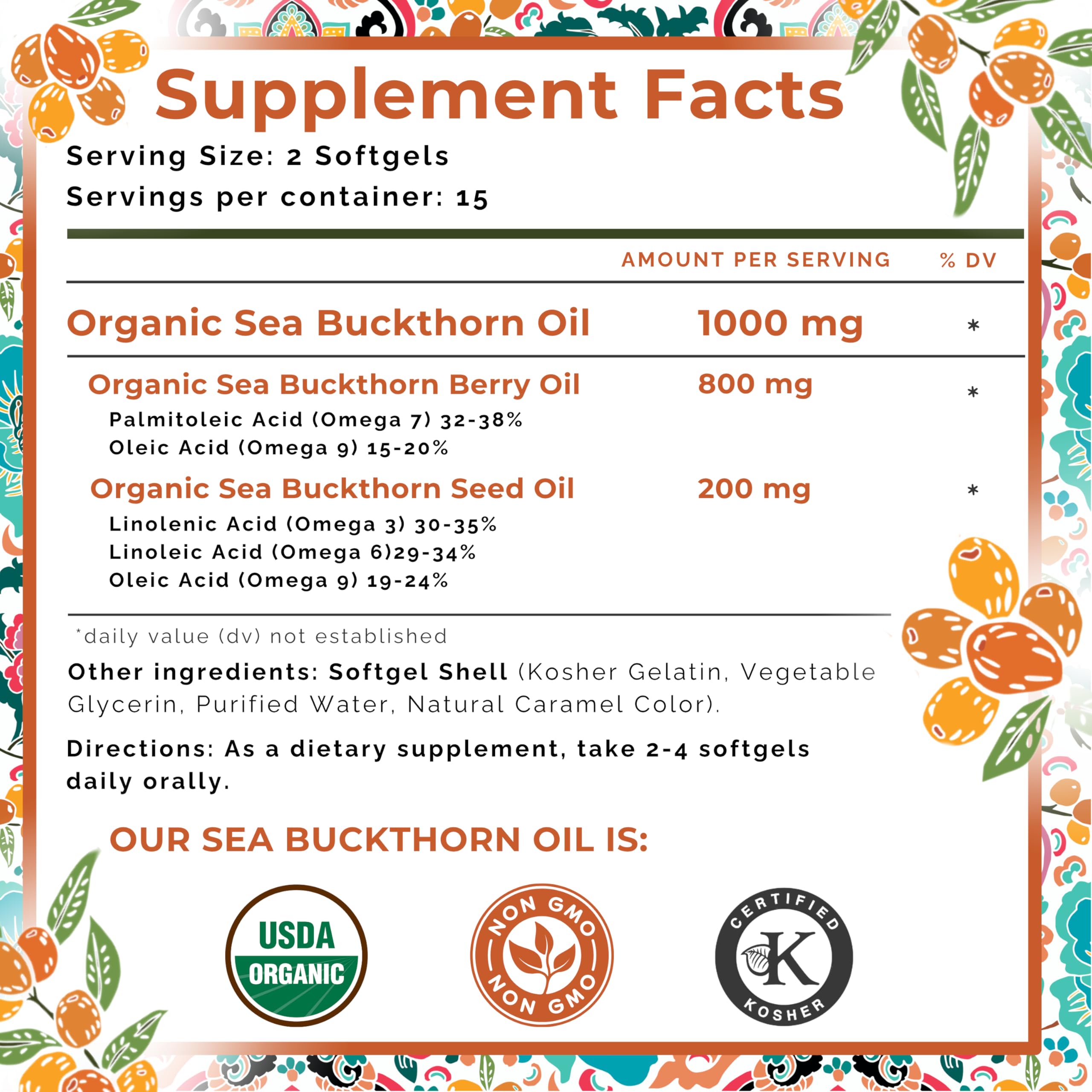 SeabuckWonders Organic Sea Buckthorn Oil Omega-7 Complete, 30 Softgels — Amazon image 7