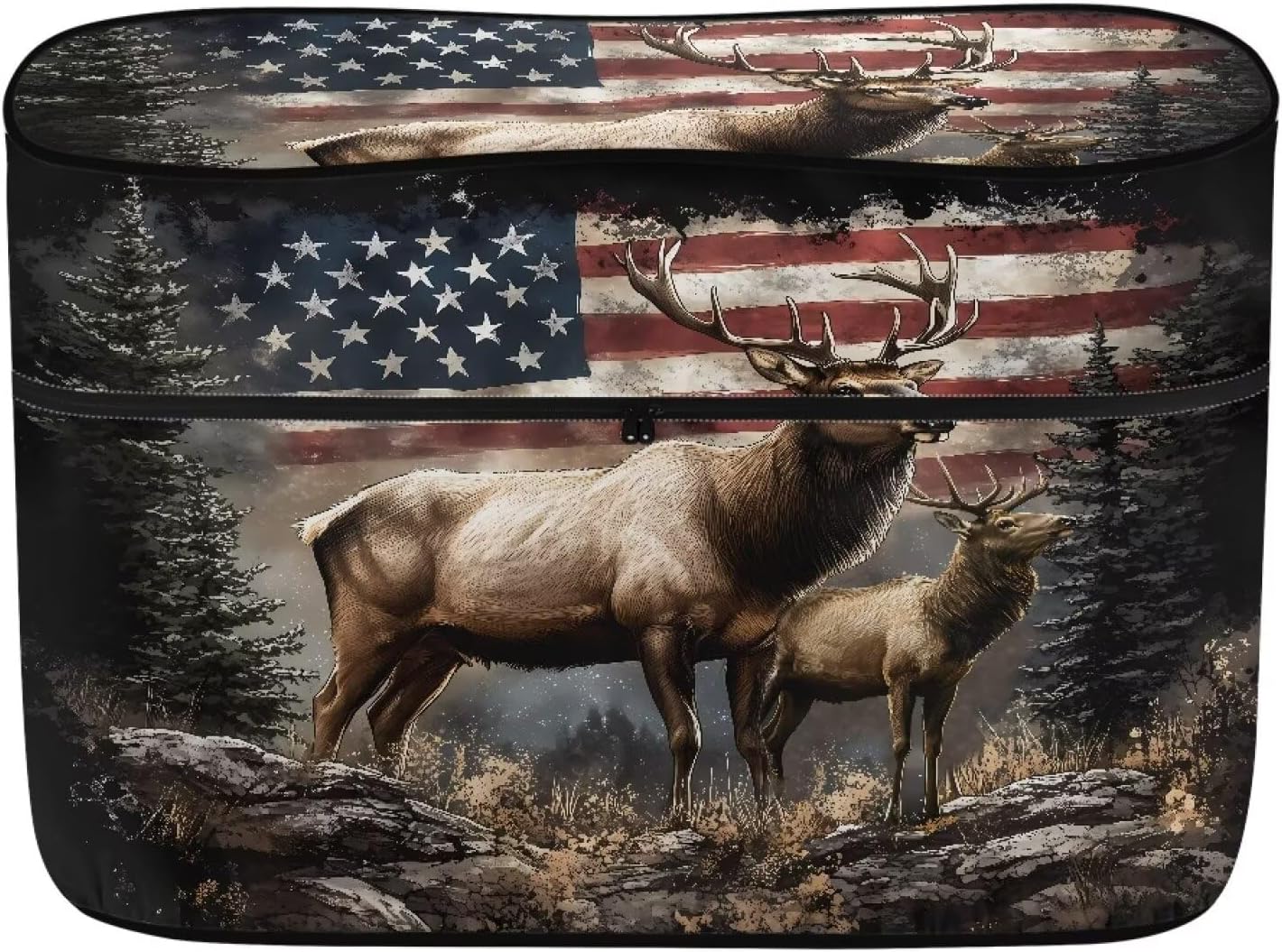 Boatee USA Flag Deer RV Propane Tank Cover Propane Tank Cover Easy to Install Dirt-Proof Propane Gas Tank Cover for Double 30lb Camper All Weather Protection