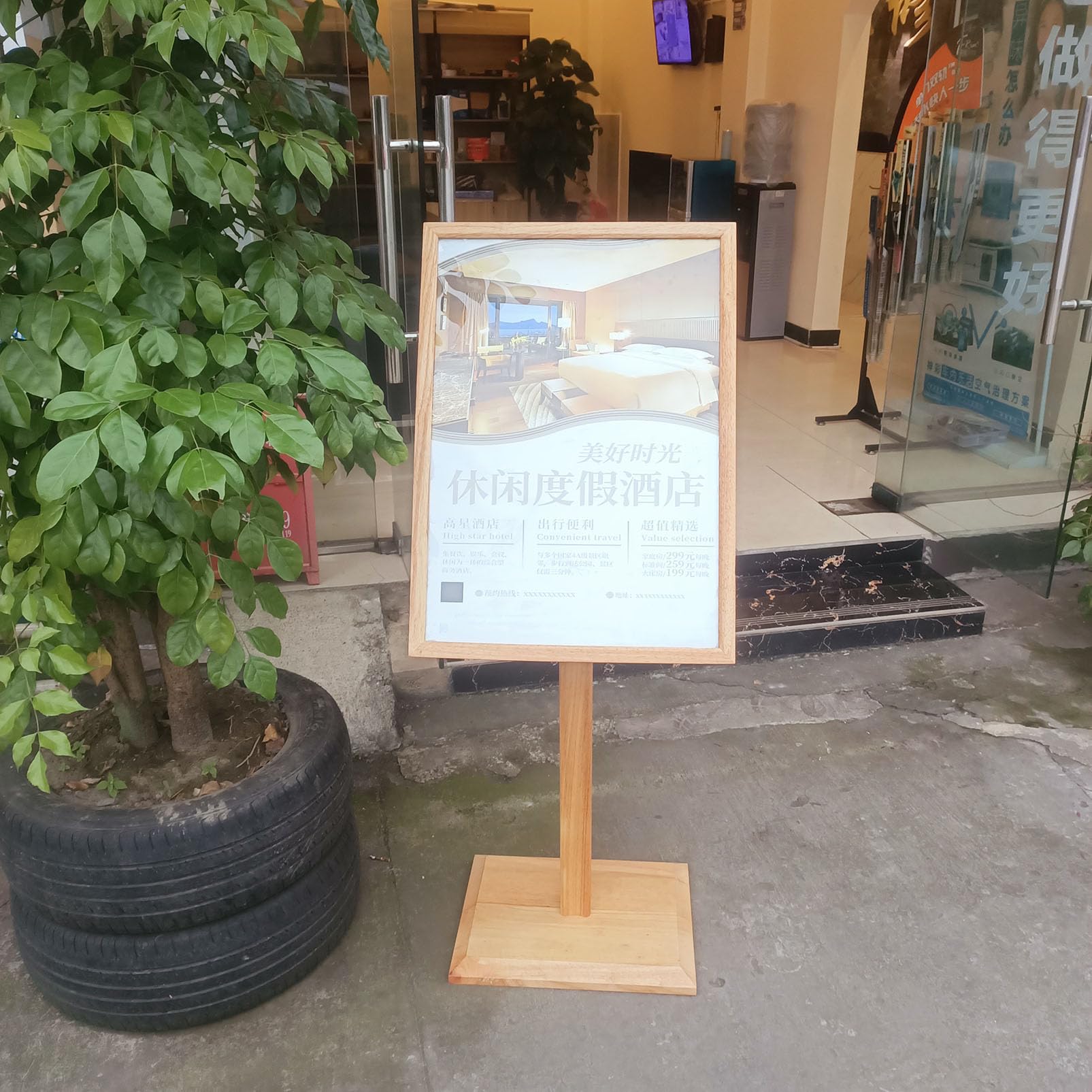 Soporte de cartel resistente, marco de póster independiente con cubierta de vidrio para publicidad, boda y exhibición de negocios