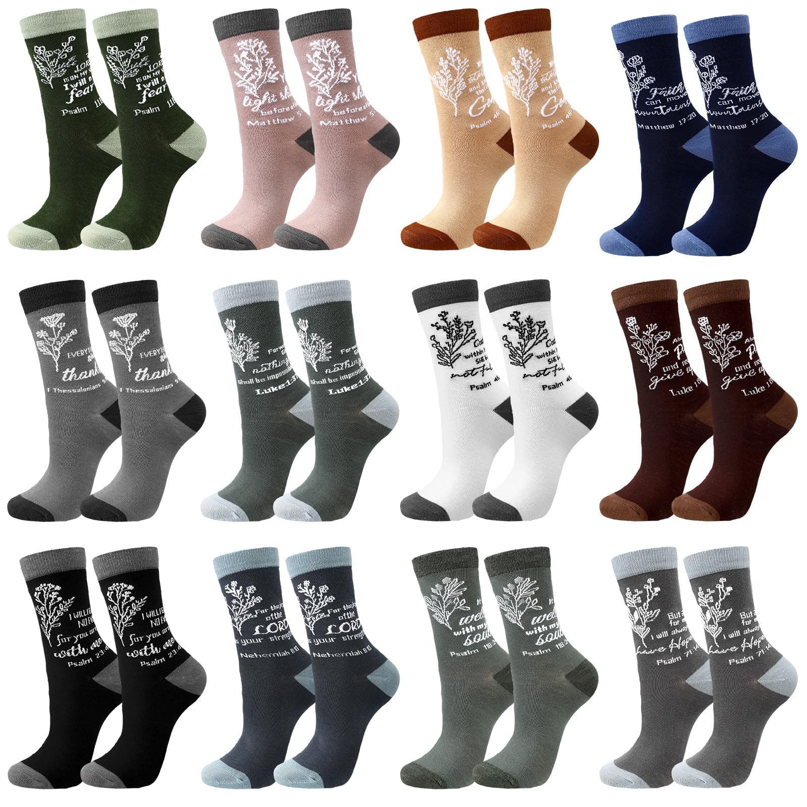 12/24 Pairs Christian Socks Gifts for Women