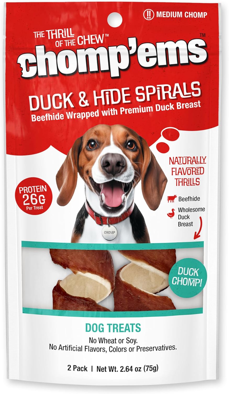 Chomp’ems Premium Beefhide Chews for Dogs, 2 Chews