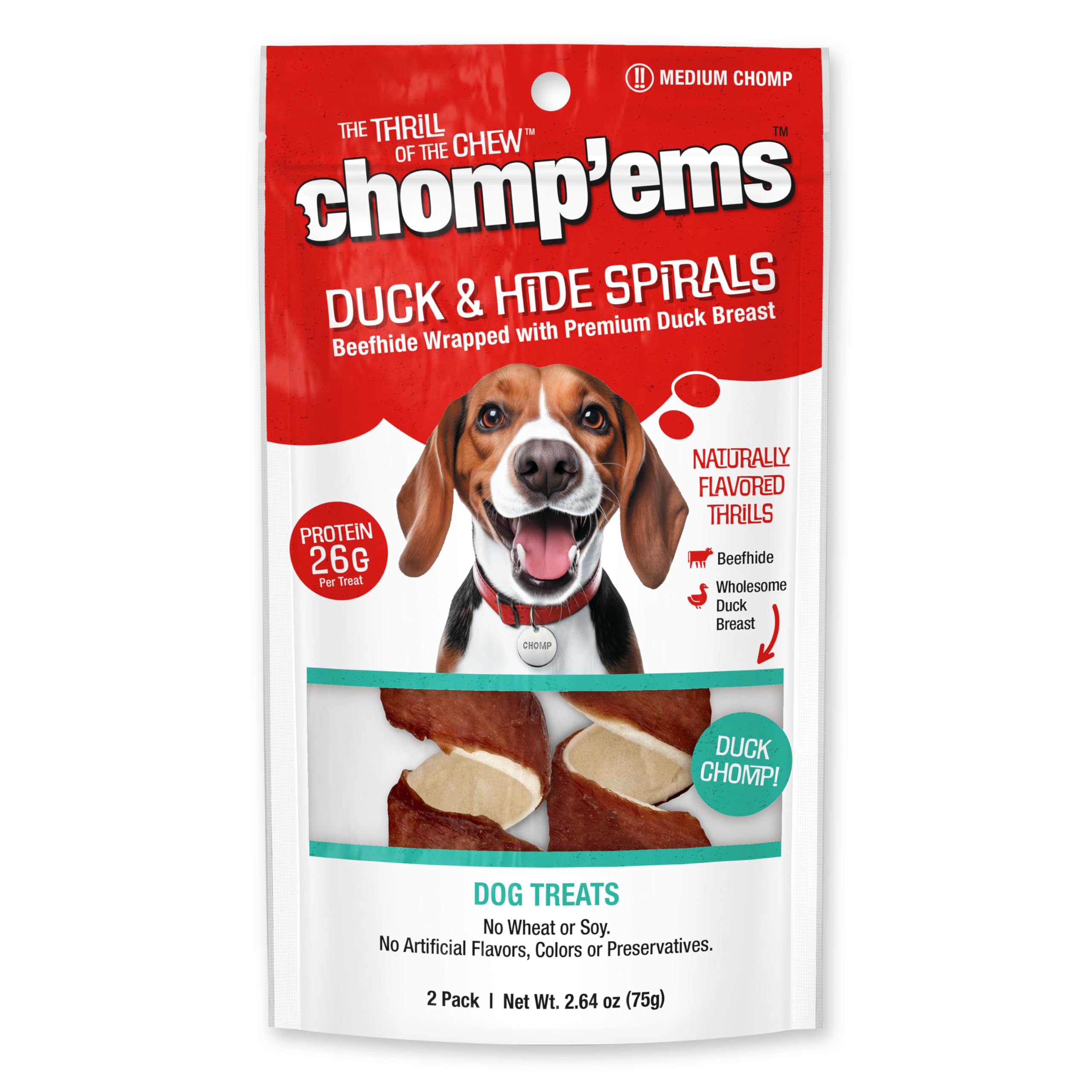 Chomp’ems Premium Beefhide Chews for Dogs, 2 Chews