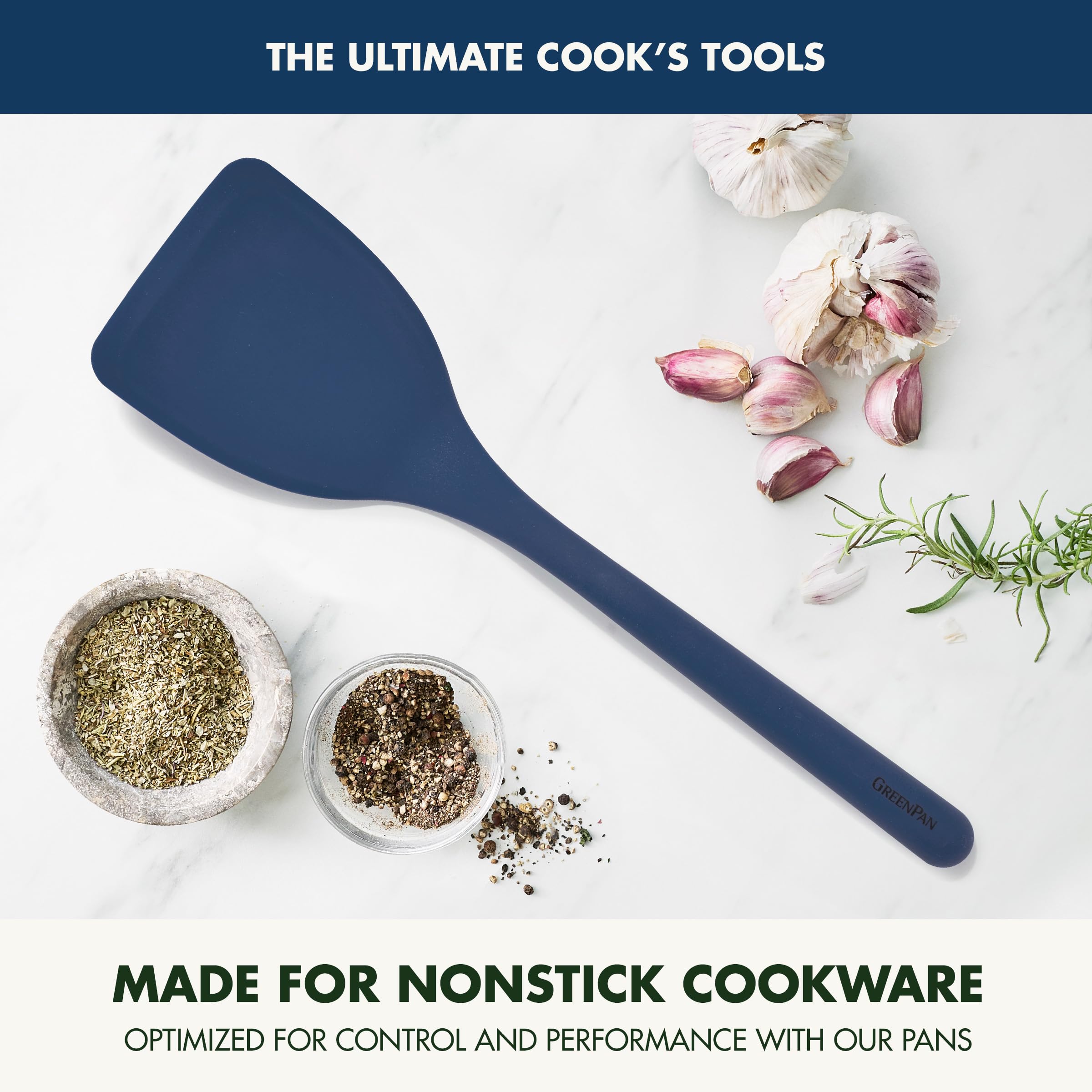 GreenPan Pfannenwender aus Platin-Silikon, robust, Oxford-Blau