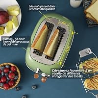 wiltal Retro Kenyérpirító 2 Szeletes - Zöld Rozsdamentes Acél, 6 Fokozatú Barnítás, Kijelzővel, Gyors Pirítás Technológiával, Kiolvasztás Fu 3
