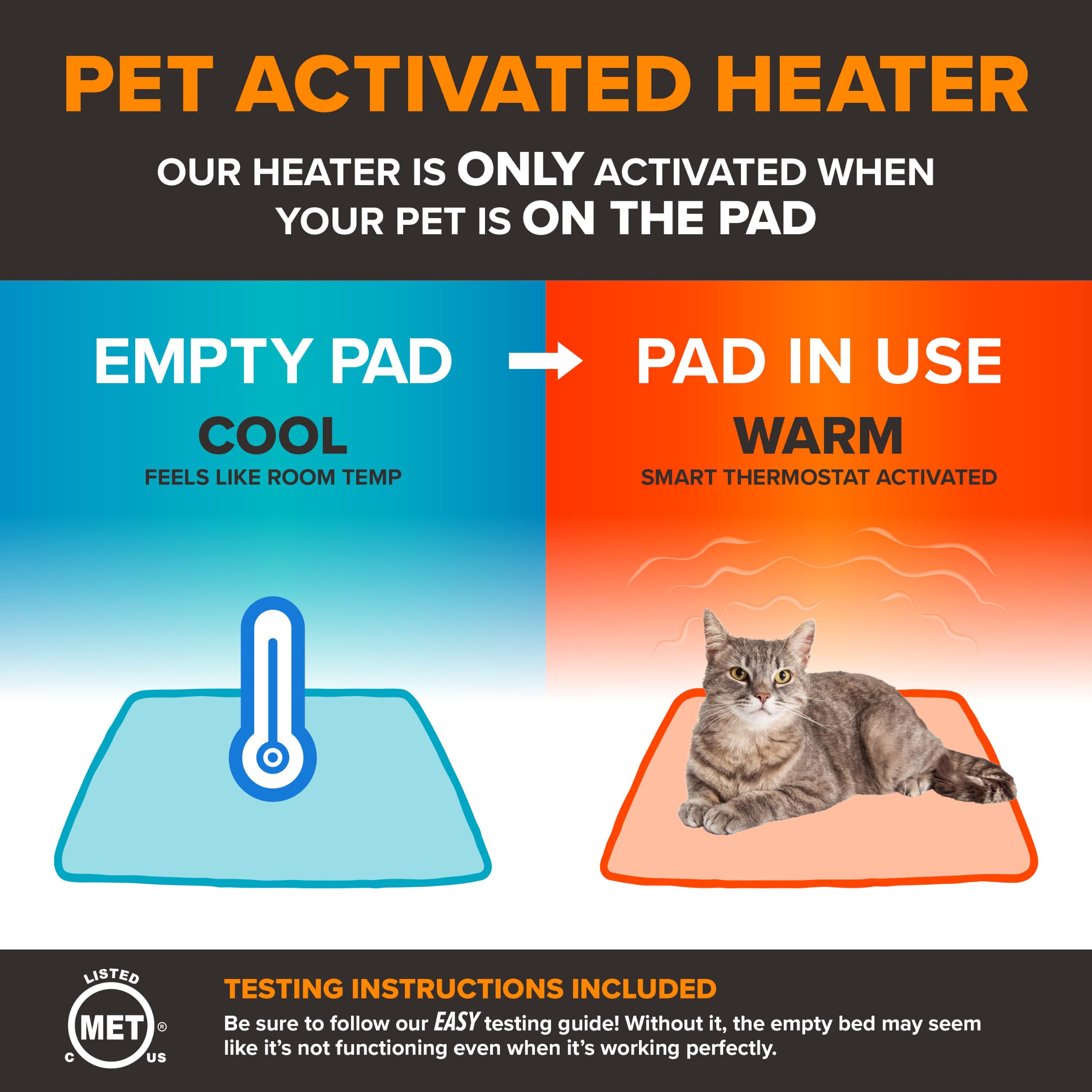K&H PET PRODUCTS Tappetino riscaldato per gatti per esterni, impermeabile, per gatti selvatici, per esterni e gatti selvatici, tappetino riscaldante per interni ed esterni, nero, piccolo, 31,8 x 47