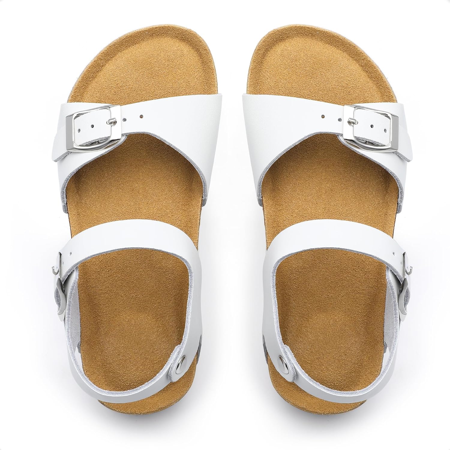 Girls Sandals Kids Cork Footbed Slides Summer Non-slip Adjustable Straps for Little/Big Kids