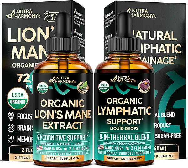 NUTRAHARMONY Lions Mane & Organic Lymphatic Drops