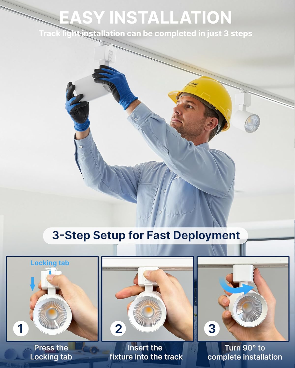 FLSNT LED Track Light Head 10W, 60W Equivalent, 2-Wire Juno Compatible, 5CCT Adjustable (2700K, 3000K, 3500K, 4000K, 5000K,), 800 Lumens, CRI90, Dimmable, 120V Spotlight for Ceiling, Accent