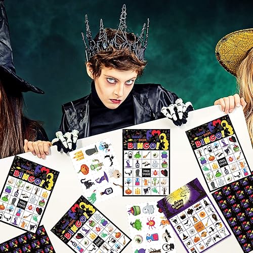 Miniatura 5 de Tarjetas de juego de bingo de Hocus Pocus de Halloween para niños, 24 jugadores, juego de fiesta de Halloween para escuela, aula, actividades