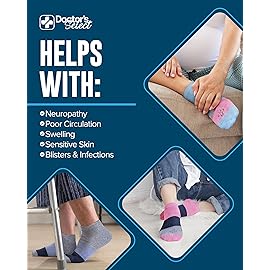 Doctor\'s Select Viscose Bamboo Ankle Diabetic Socks for Women and Men - 6 Pairs | Super Soft, Non Binding, Loose Wide Top Color Block