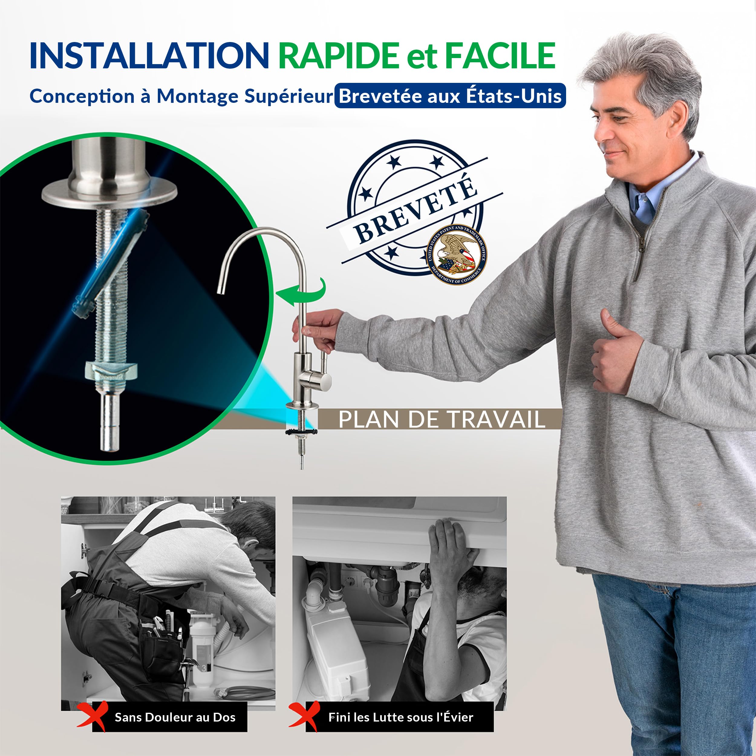 iSpring RCC7AK-UV Sistema de Filtración de Agua Potable por Ósmosis Inversa de 7 Etapas Bajo el Fregadero + iSpring F10KU Juego de Filtros de Repuesto para 1 Año Certificado NSF