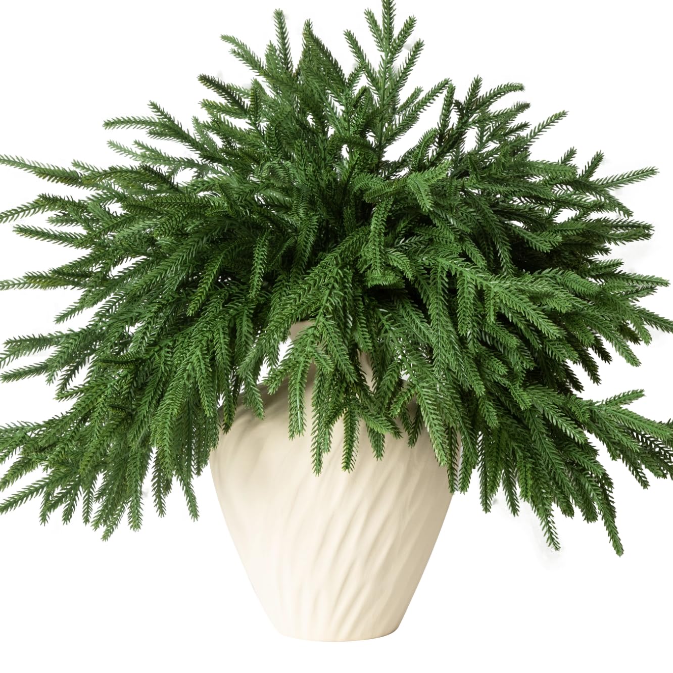 12 Pcs Artificial Norfolk Pine Branches - 18 Inch Faux Christmas Green Plants Greenery Stems Fake Cedar Pine Picks for Vase DIY Crafts Garland Wreath Accessories Xmas Indoor Outdoor Home Decor