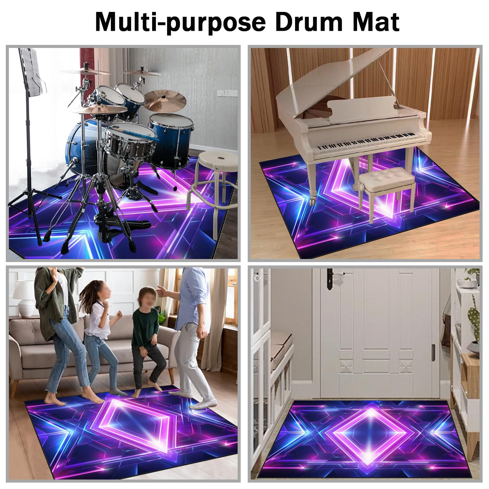 140 x 100 cm Dywan z baterią elektroniczną Dźwiękoszczelny Antypoślizgowy Dywan Pochłaniający Akustyczny Profesjonalna mata do instrumentów muzycznych do instrumentów muzycznych do gitary basowej