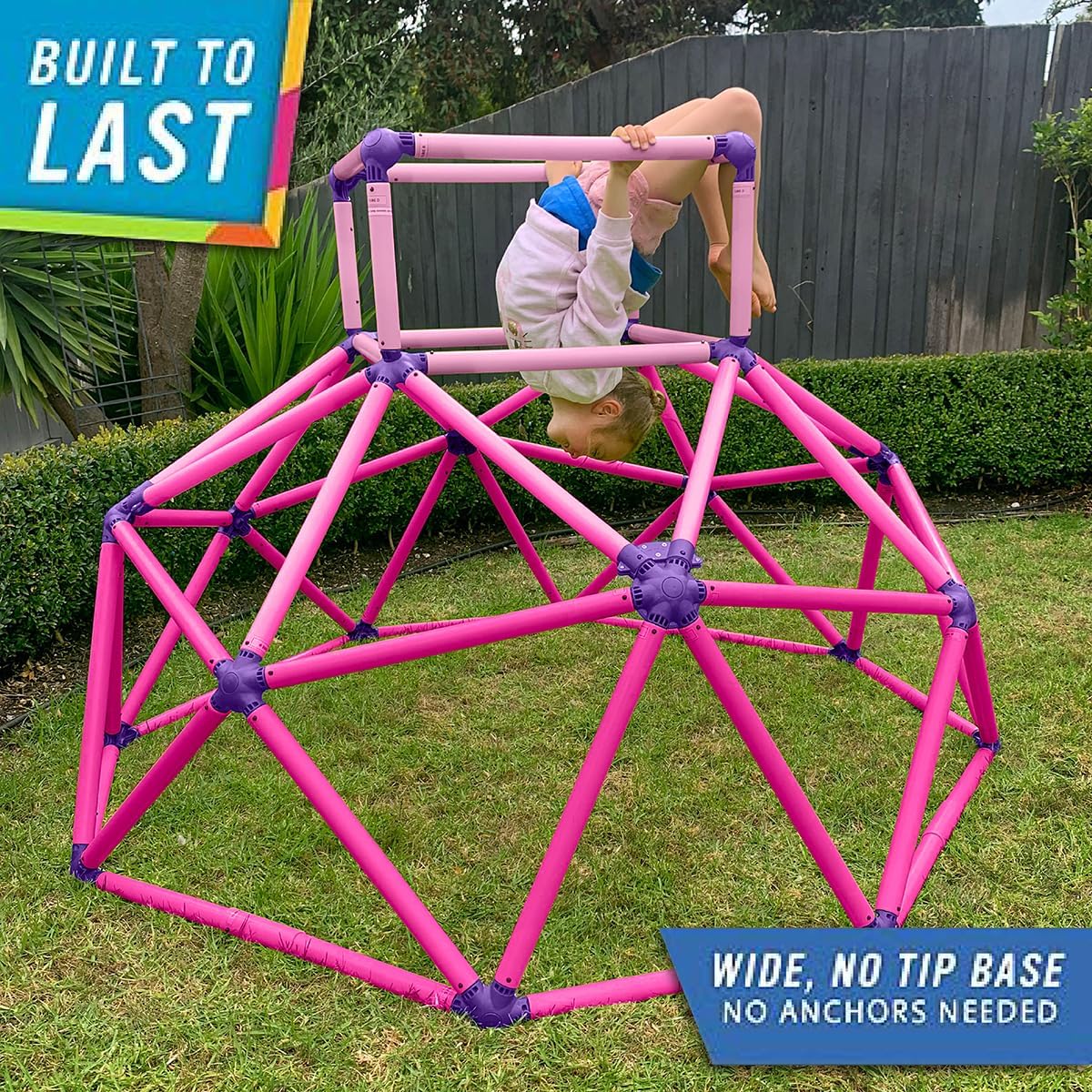 Eezy Peezy Climber with Top - Active Indoor Outdoor Play Set Climbing Dome Equipment Toys - Fun for Kids Ages 3 to 6 Years Old, Pink