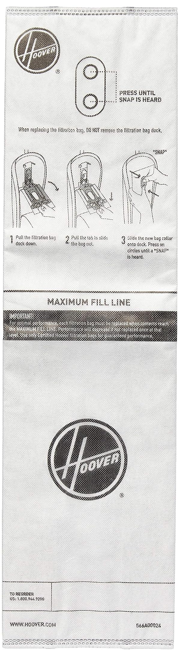 Hoover Vacuum Cleaner Bags for ONEPWR Cordless Vacs, Pack of 6, White, Hepa Filtration, Part # AH15600, Hoover Vacuum Bags Refill by Hoover - Image 2