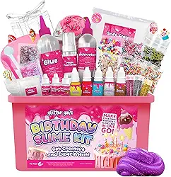Kit de geleca | Presentes de aniversário Glitter Galz para meninas a partir de 6 anos | Faça sua própria festa de aniversário Slime 42 mix-ins | Artes e artesanato | Kit para fazer geleca | Ativador