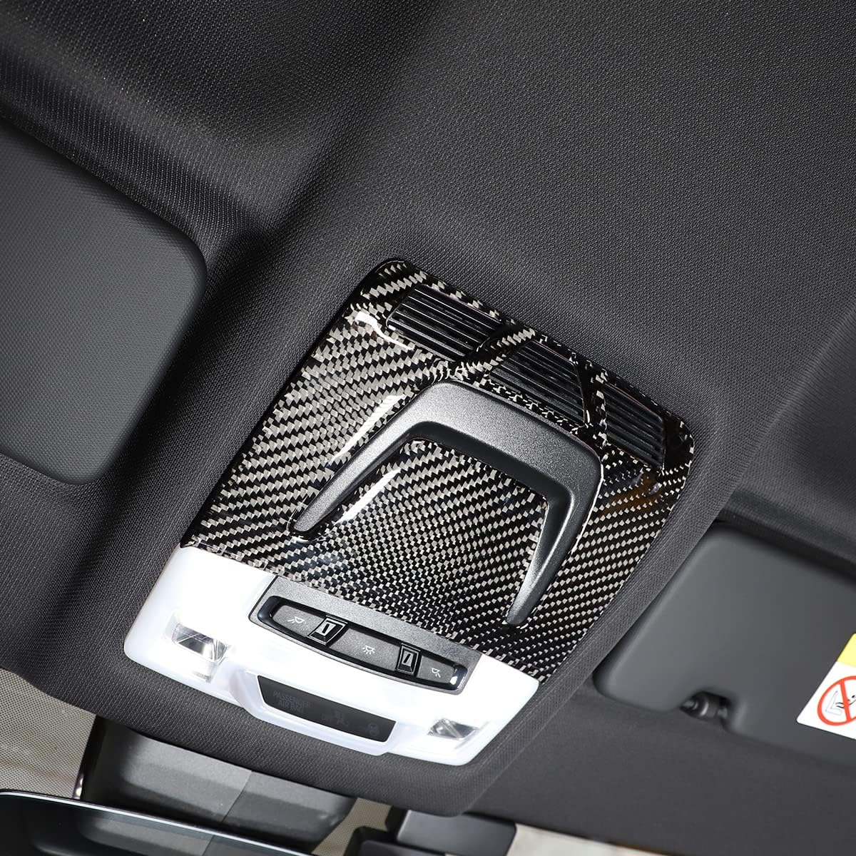 Soft Carbon Fiber Car Inner Front Row Roof Reading Light Panel Sticker Trim Compatible with Toyota Supra GR A90 A91 MK5 2019 2020 2021 2022 2023 2024 (Black Carbon Fiber)