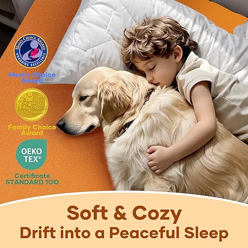 Miniatura 11 de OhGeni Protector de colchón 100% impermeable, sábana bajera con bolsillos profundos, material suave transpirable sin ruido de alta calidad, funda de