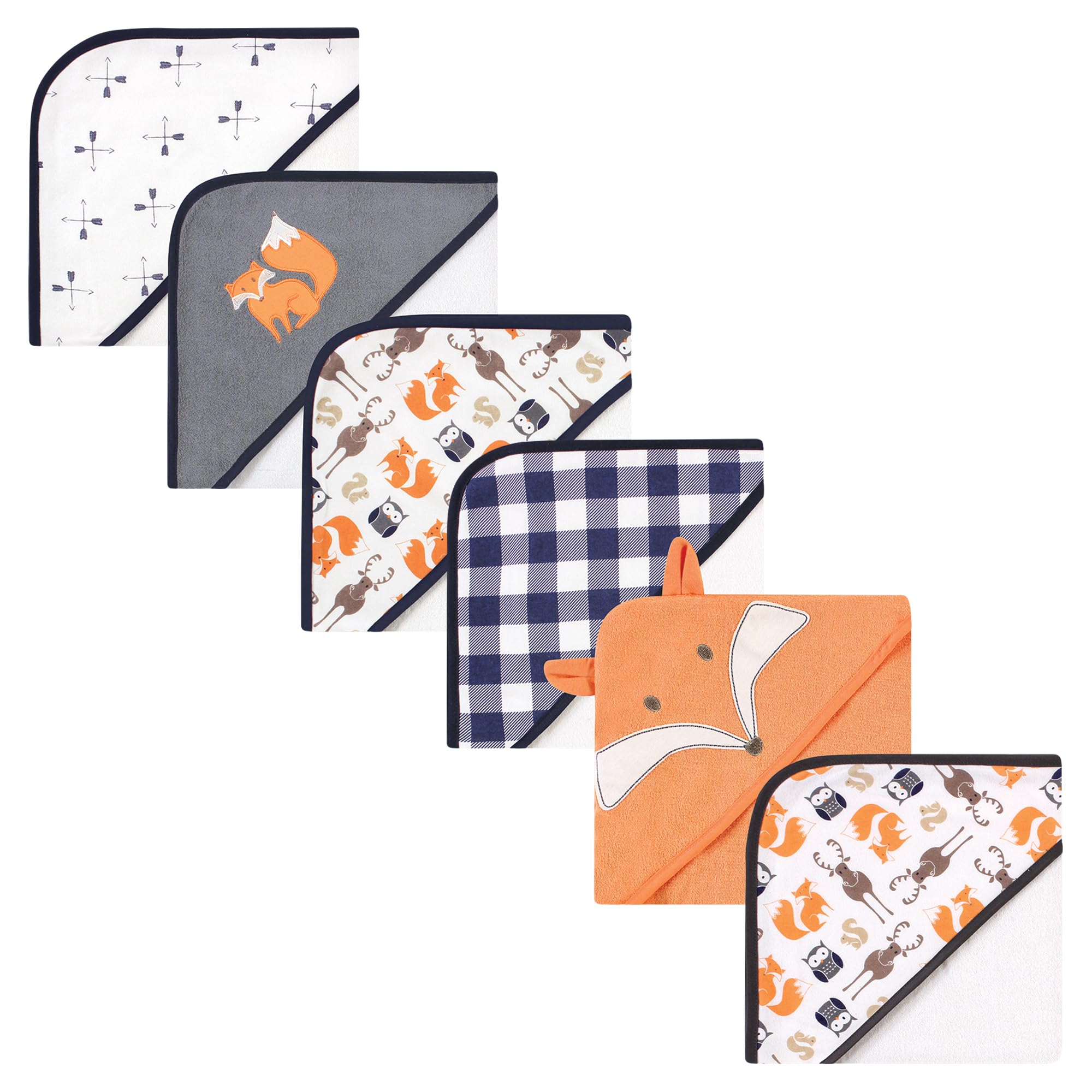 Hooded towels baby en coton orange fox lot de 6 serviettes à capuche Hudson Baby