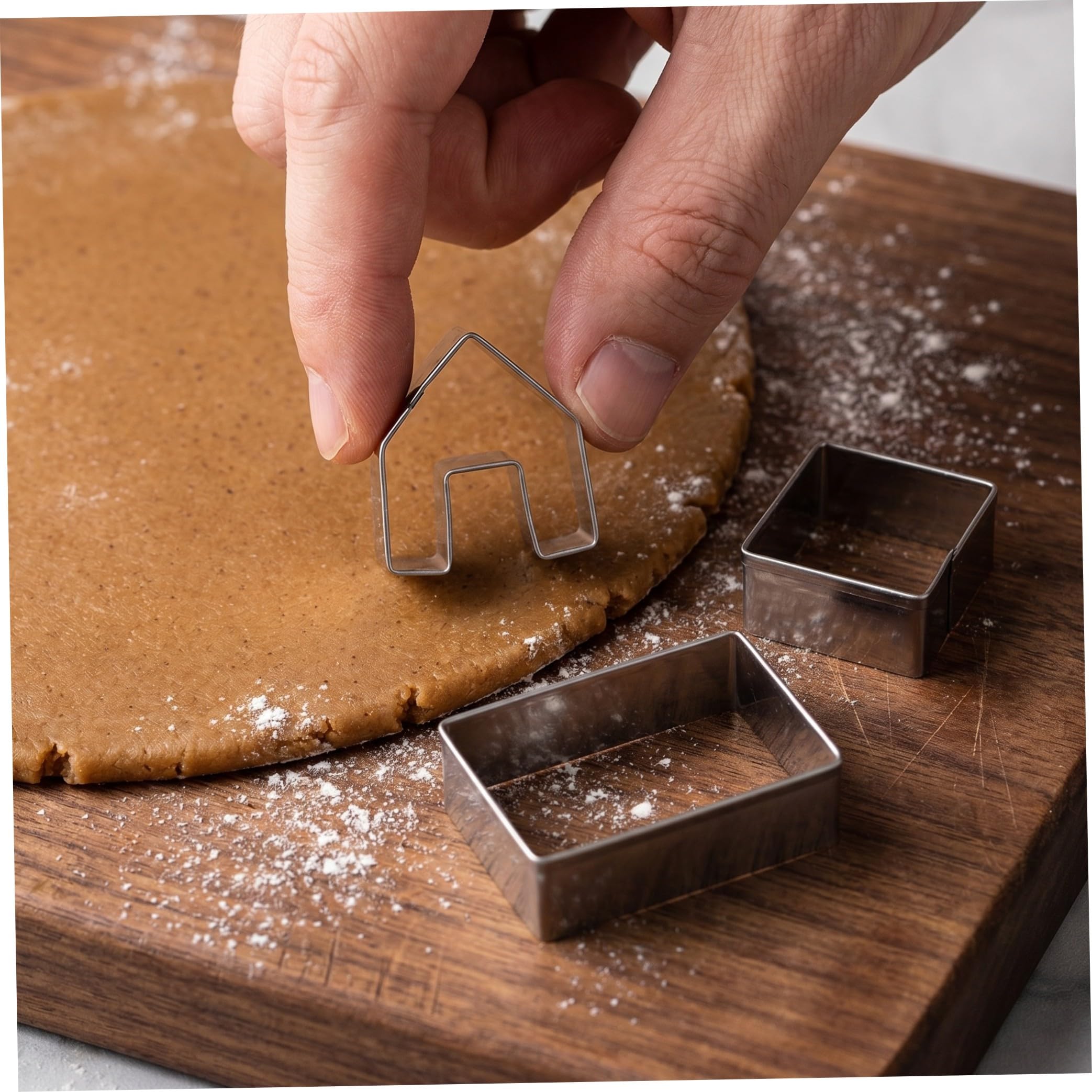HEMOTON 5 Moule Maison Coupeurs De Maison De Pain Dépice Ensemble Demporte-pièces Maison 3d Rasoir Barbe Homme Mini Emporte-pièces Coupe-biscuits Gâteau Acier Inoxydable Noël