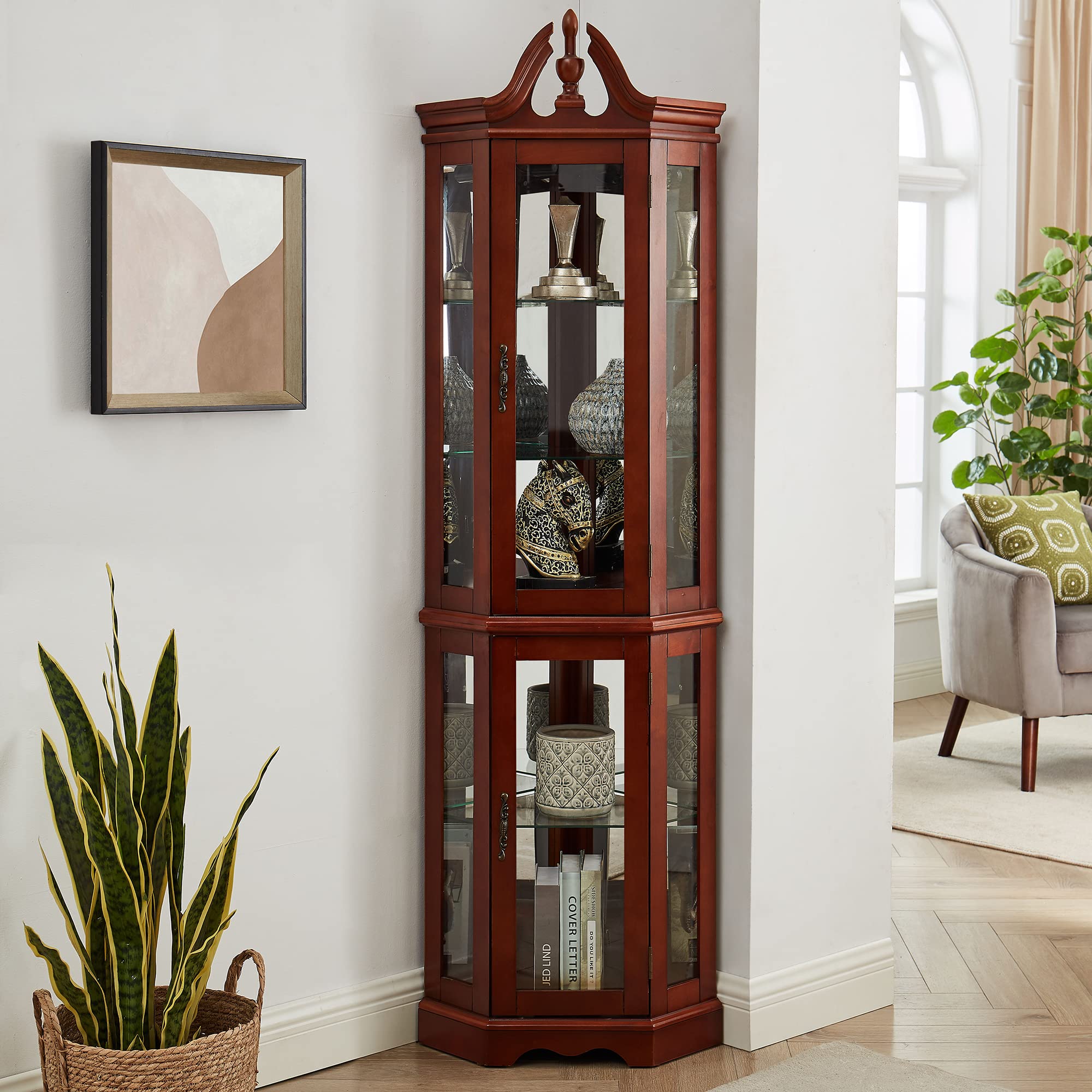 Buy GOOD & GRACIOUS Lighted Corner Curio with Tempered Glass