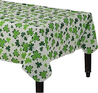Amscan Shamrocks Flannelâ€‘Backed Vinyl Table Cover, 52