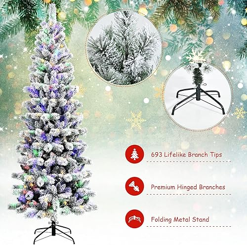 Miniatura 144 de Goplus Árbol de Navidad negro sin luz de 7.5 pies, árbol de Halloween artificial con 1258 puntas de rama, soporte de metal, árbol completo