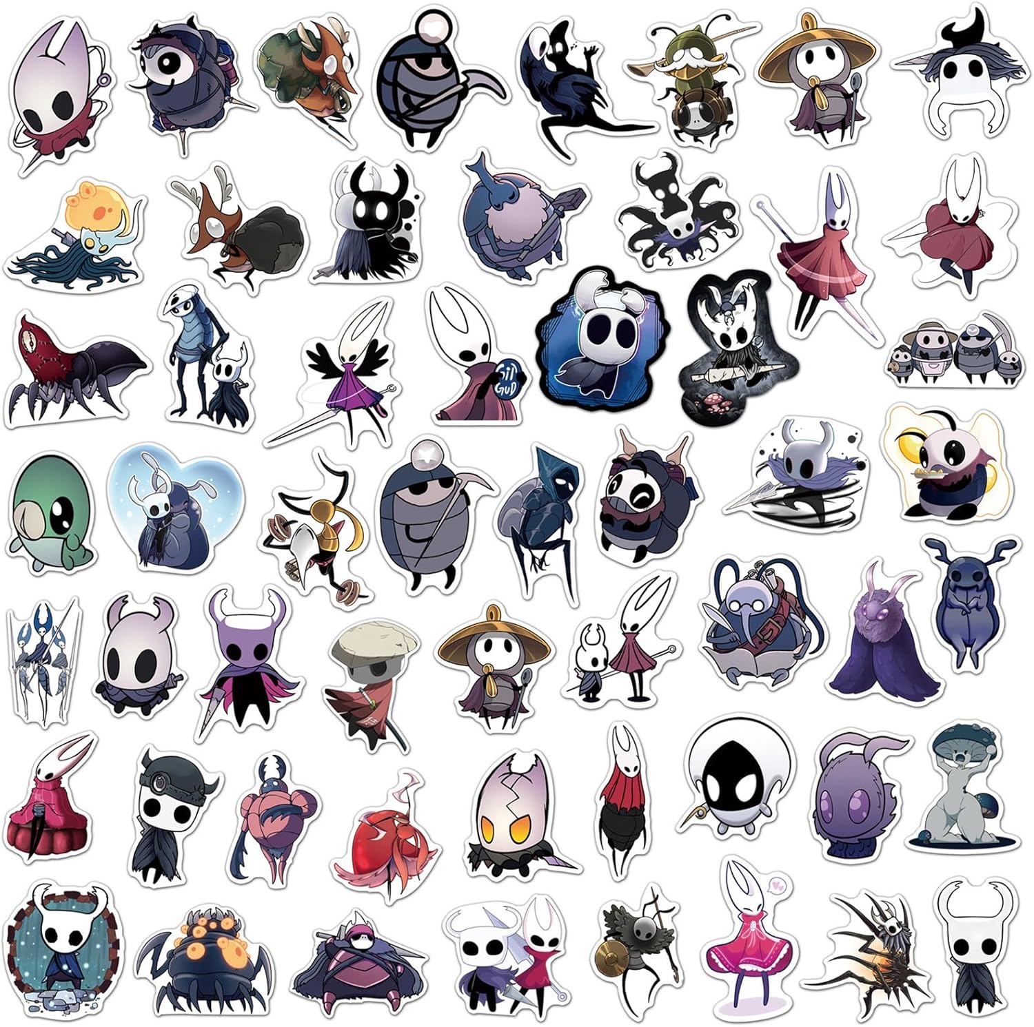 50pcs Cartoon Hollow Knight Stickers for Kids, Vinyl Waterproof Decal for Water Bottle Laptop Toy Sticker for DIY Decorate Bumper Phone Hard Hat Kids Teens Gifts (Hollow Knight) - Image 7