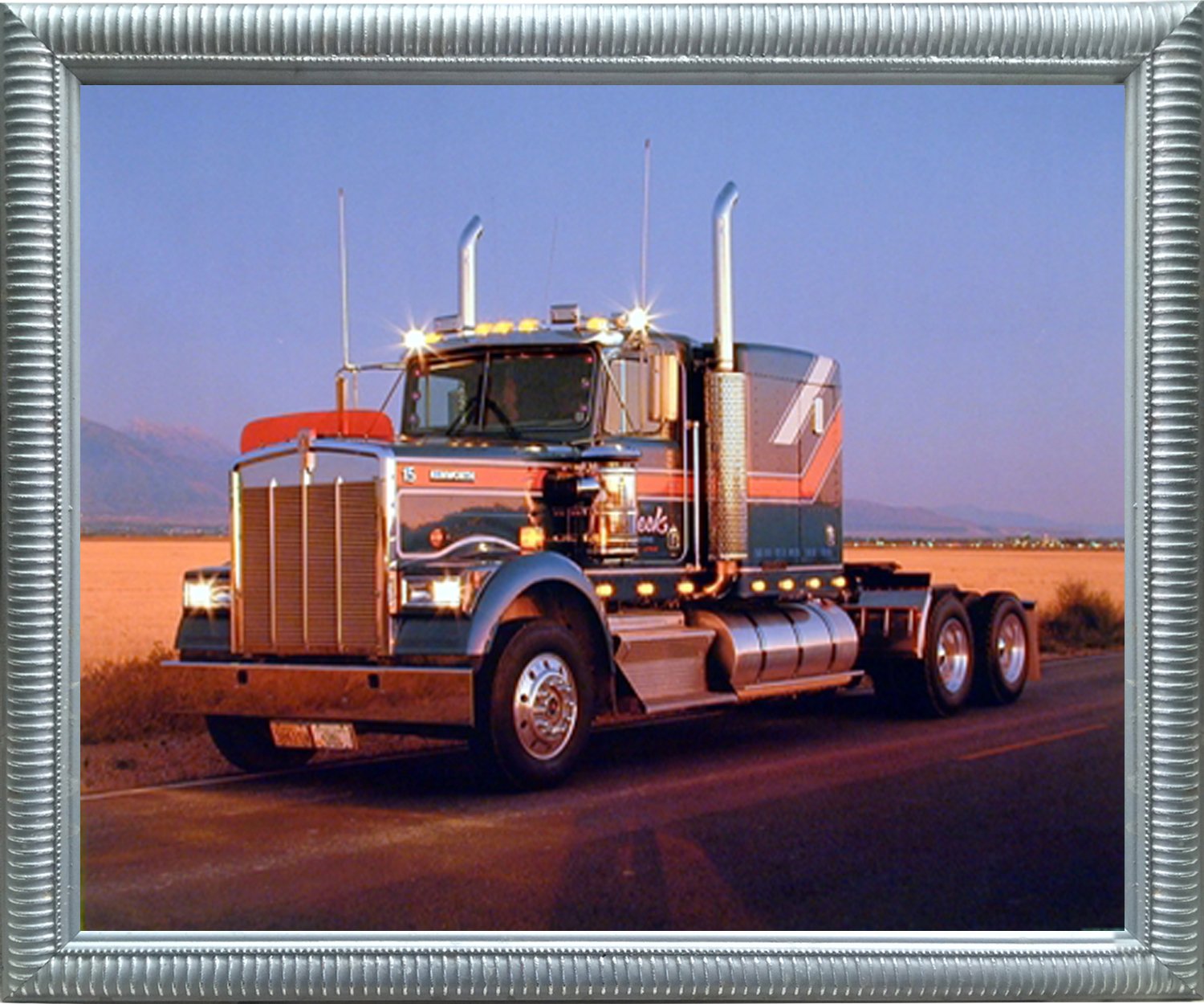 Amazon.com: Framed Wall Picture Decor Kenworth At Dusk Diesel Big