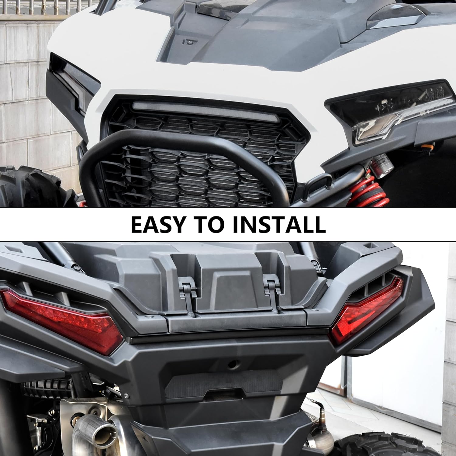 SAUTVS Accent Light Kit for RZR XP 1000 2024+, Front LED Grille Accent Signature Light and Black Rear Center Accent Lamp Taillight for Polaris RZR XP/XP4 1000 2024 2025 Accessories(2PCS, #2889539)