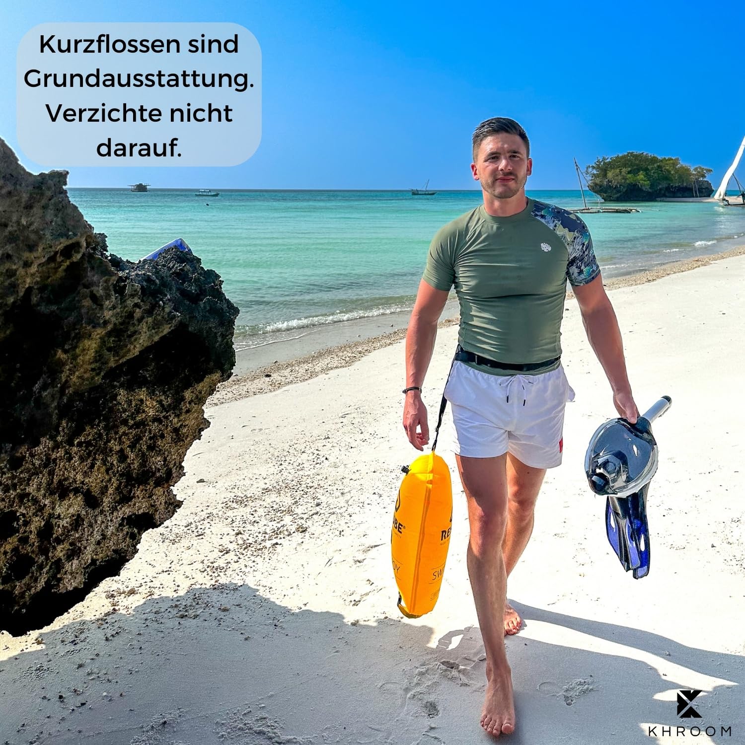 Khroom Schnorchelflossen verstellbar Flossen Erwachsene & Kinder | Kurze Taucherflossen & Flippers zum Schnorcheln Schwimmen Tauchen | leichte Schwimmflossen für Urlaub & Pool