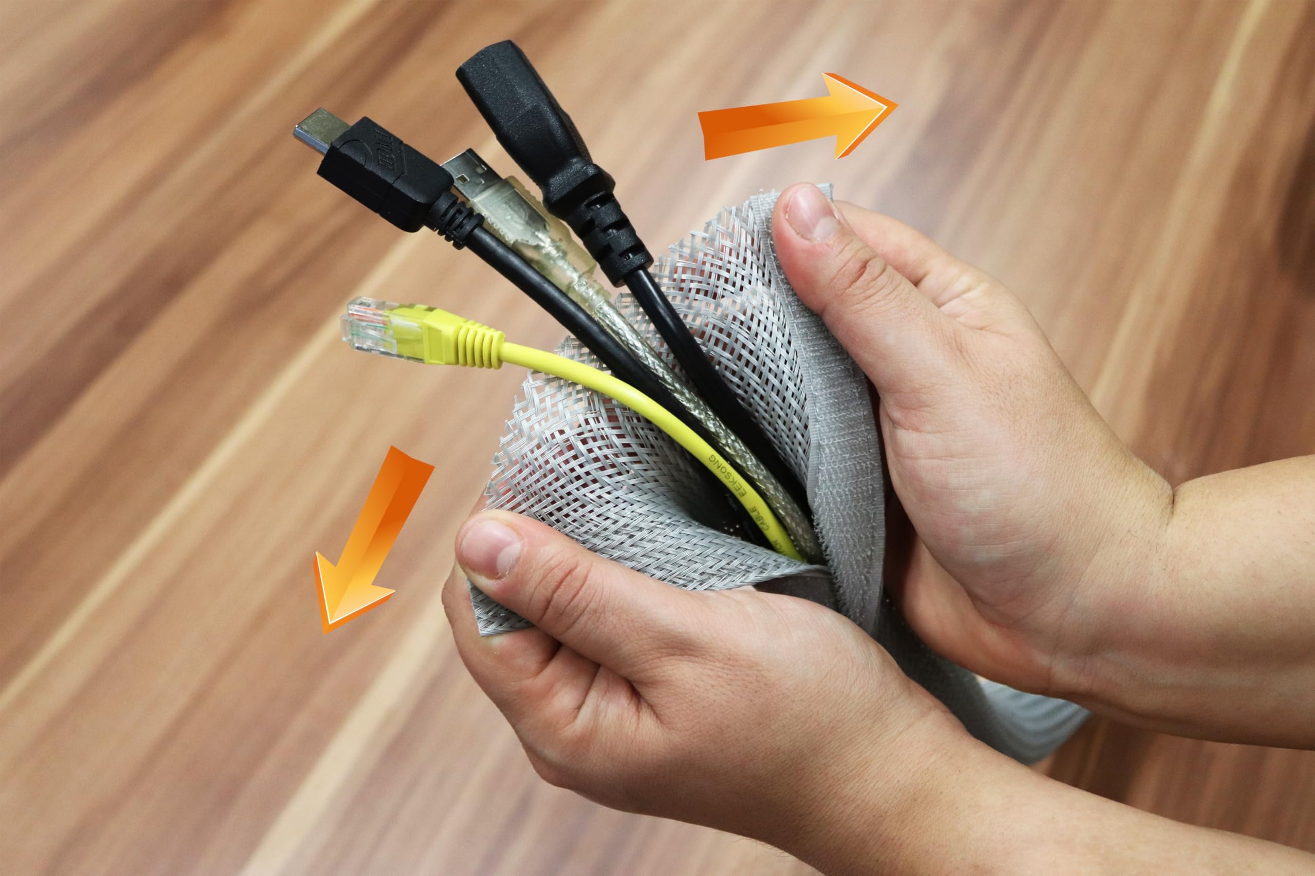 RICOO Organizer cavi Cable Z9085G-2 management Nascondi cavi Raccogli cavi Canalina passacavi Guaina per cavi Lunghezza 2m Colore grigio