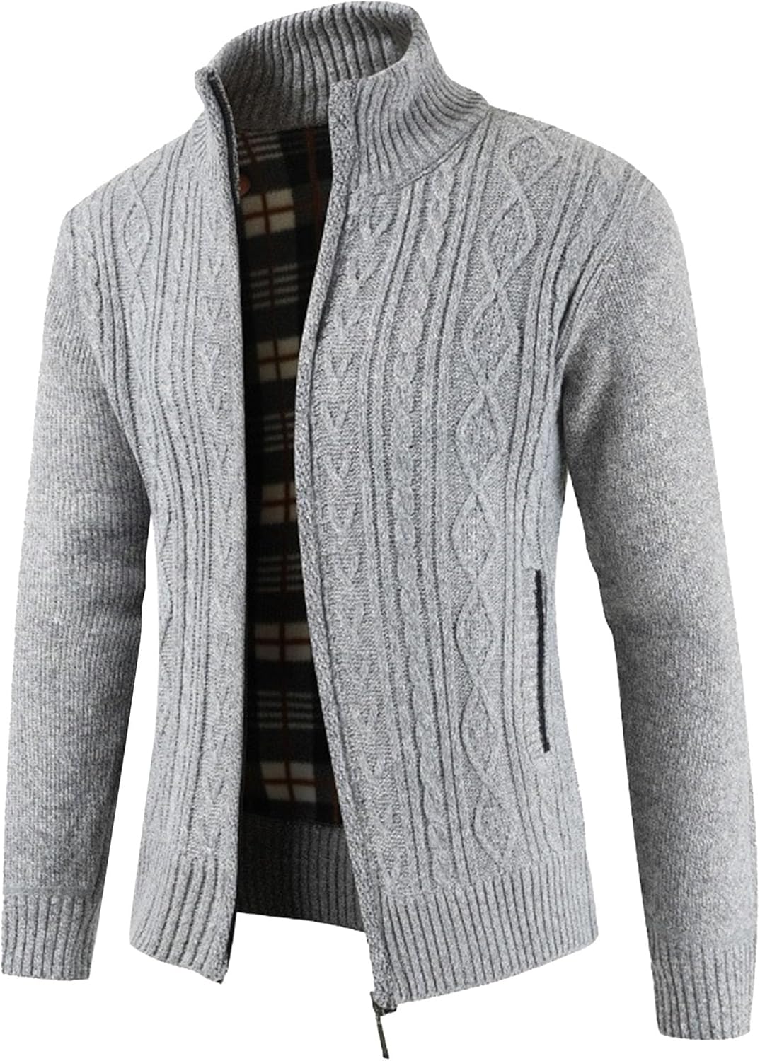Men's Cardigan Sweaters Full Zip Up Stand Collar Slim Fit Casual Cardigans Fall Winter Chunky Knitted Sweater