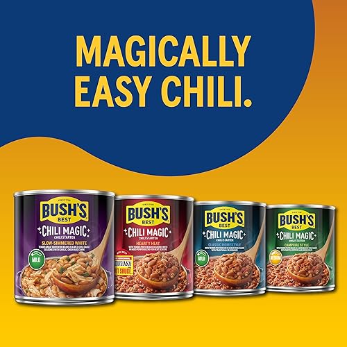 Vista 14 de BUSH'S BEST Receta enlatada Texas Chili Magic Chili Beans Starter (paquete de 12), fuente de proteína y fibra a base de plantas, bajo en grasa, sin