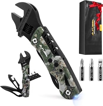 FLISSA 13-In-1 Multi-Tool Wrench, Multitool Adjustable Wrench, Camouflage